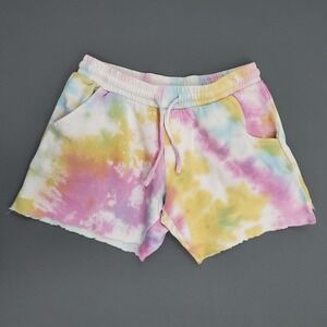 Ring of Fire Womens Tie Dye Sweat Shorts Pastel Pink Yellow Blue Small Boho